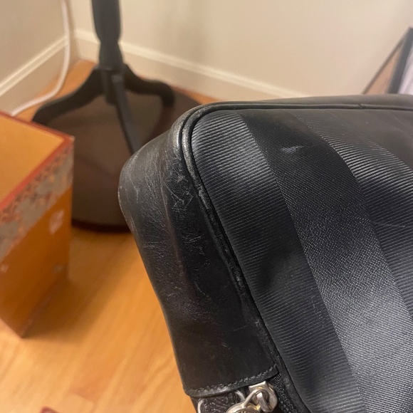 Vintage Pre-1980 FENDI Black Leather Pequin Domed Shoulder Bag - Picture 9 of 10